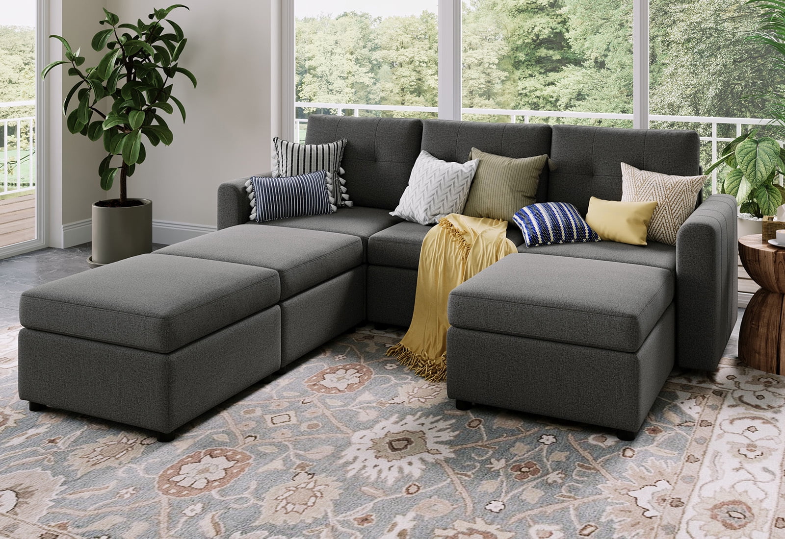 LINSY HOME 27.5 Depth Modular Couch,Storage Couches and Sofas