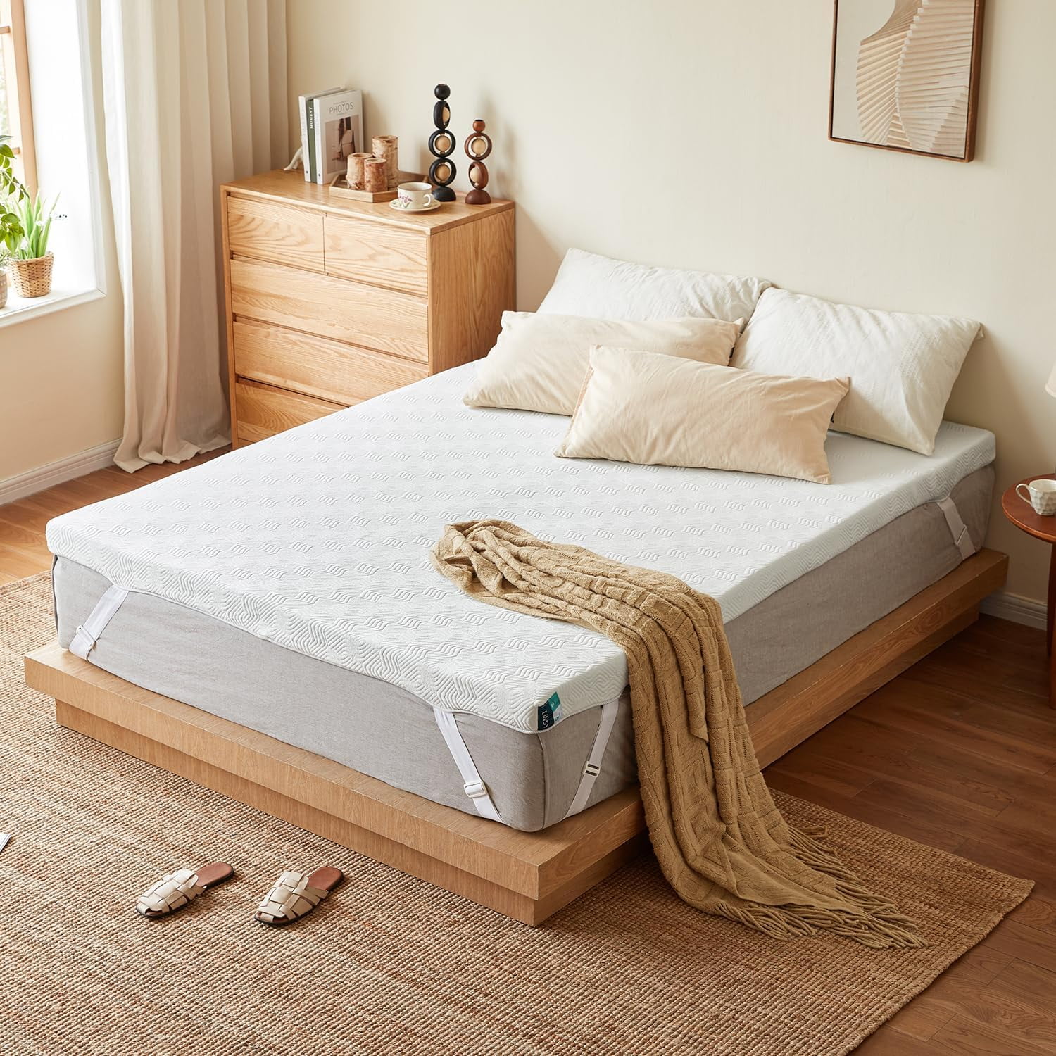 Twin XL Gel Memory Foam Mattress Topper with Removable Cover
