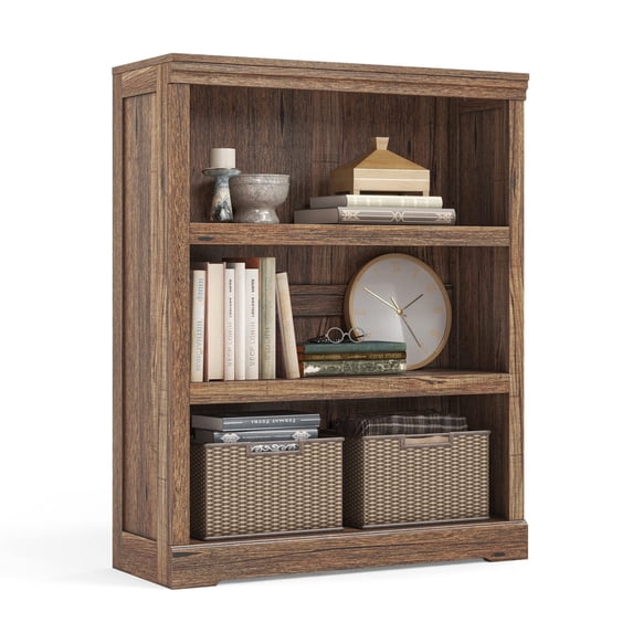 LINSY HOME 40in 3 Tier Bookshelf, Small Bookcase Shelf Storage Organizer, Modern Book Shelf for Bedroom, Living Room and Home Office,Dark Brown