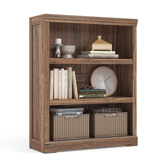 LINSY HOME 40in 3 Tier Bookshelf, Small Bookcase Shelf Storage Organizer, Modern Book Shelf for Bedroom, Living Room and Home Office,Dark Brown