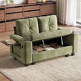 thumbnail image 1 of LINSY HOME 57.4" Modular Sectional Loveseat Sofa with Storage & Foldable Side Table for Small Spaces, 2-Seat Sofa with USB Charging for Living Room, Chenille Green, 1 of 10