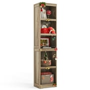 LINSY HOME 68in 5 Tier Bookshelf, Tall Narrow Bookcase Shelf Storage Organizer, Modern Book Shelf for Bedroom, Living Room and Home Office, Light Brown