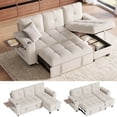 thumbnail image 1 of LINSY HOME 83" Modular Sectional Sofa with Pull Out Bed, Foldable Side Table & Storage Chaise, 3-Seat L Shape Couch with USB Charging for Living Room, Chenille Beige, 1 of 11