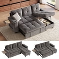 thumbnail image 1 of LINSY HOME 83" Modular Sectional Sofa with Pull Out Bed, Foldable Side Table & Storage Chaise, 3-Seat L Shape Couch with USB Charging for Living Room, Chenille Gray, 1 of 11