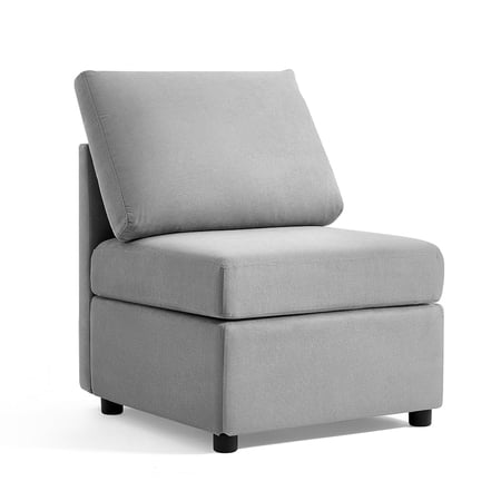 LINSY HOME Armless Chair, Middle RUBIK I Modular Sectional Sofa Couch Accent,Light Gray