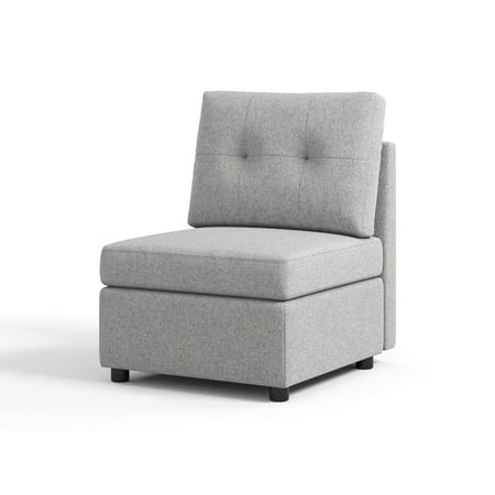 LINSY HOME Armless Chair, RUBIK III Middle Modular Sectional Sofa Couch, Light Gray