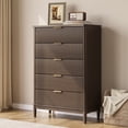 thumbnail image 1 of Linsy Home Fluted Tall Dressers for Bedroom, Chest of 5 Drawers, Dark Brown, 1 of 10