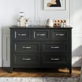 thumbnail image 1 of LINSY HOME Dresser for Bedroom, Long Dresser with 7 Drawers and Antique Handles, Chest of Drawers for Living Room, Entryway and Hallway, Black, 1 of 7
