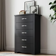LINSY HOME Dressers for Bedroom, 5 Drawers Chest, Nursery Dresser Organizer, Tall Dresser Chest of Drawers - Black