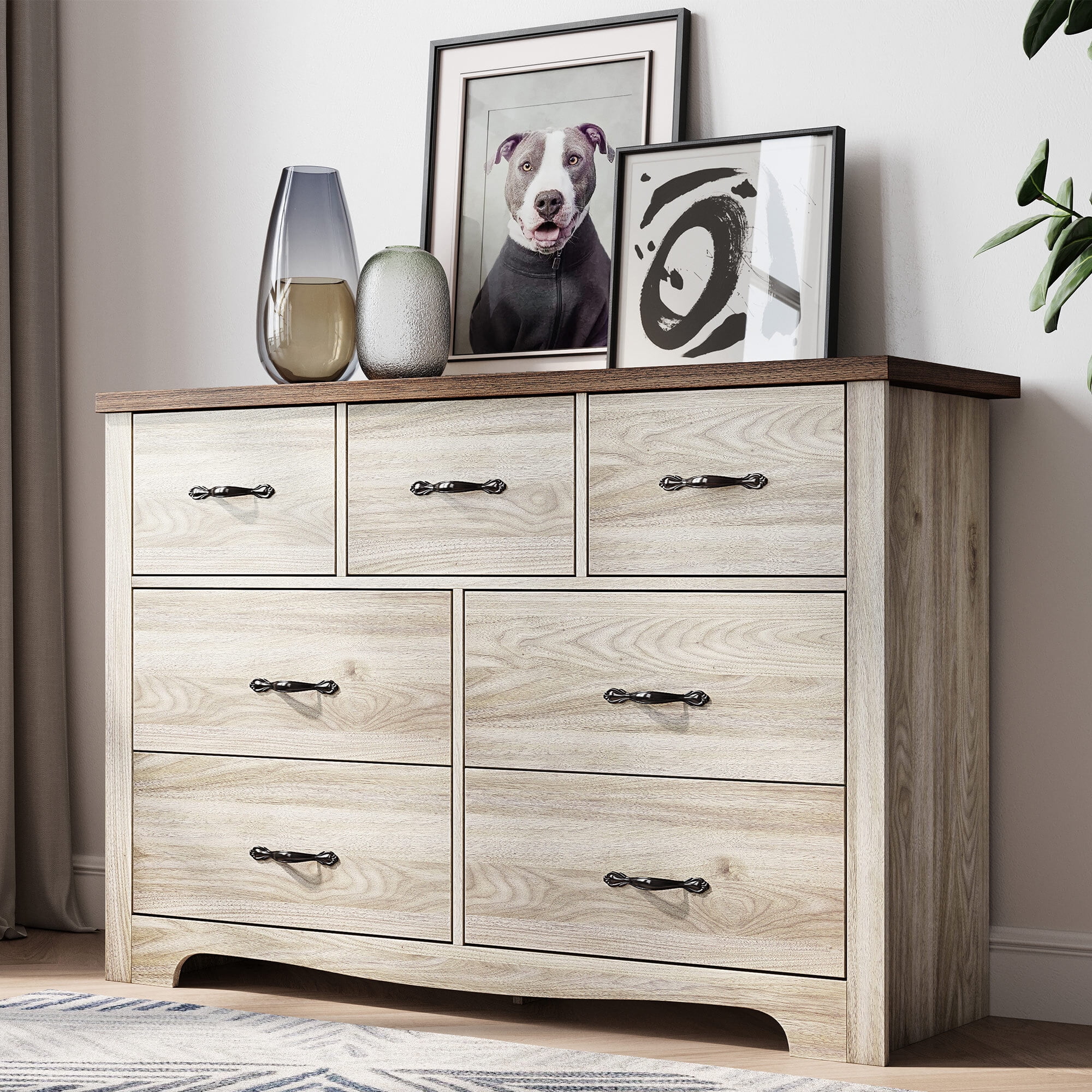 LINSY HOME Dressers for Bedroom, 7 Drawers Chest, Nursery Dresser