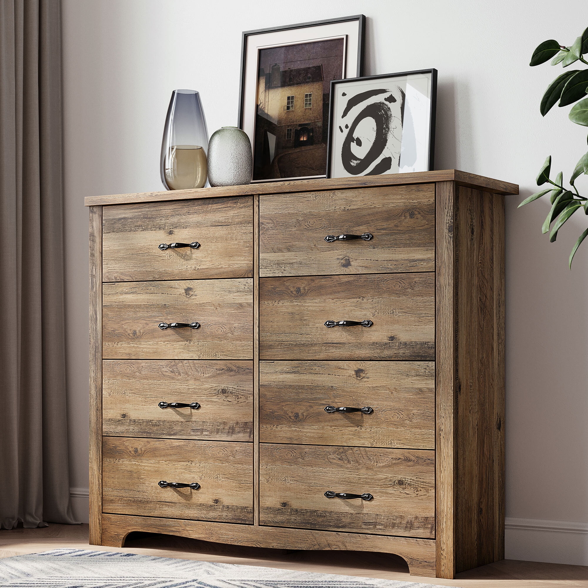 LINSY HOME Dressers for Bedroom, 8 Drawers Chest, Nursery Dresser Organizer, Wide Dresser Chest