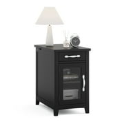 LINSY HOME End Table with Charging Station&USB Port, Side Table with Storage Drawers for Living Room, Bedroom