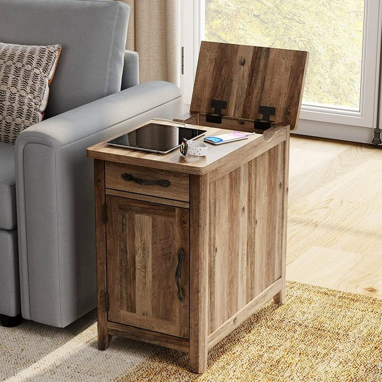 LINSY HOME End Tables for Living Room with Charging Station