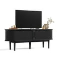 thumbnail image 1 of LINSY HOME Fluted TV Stand for TVs up to 65", Mid-Century Home Entertainment Center with Sliding Tambour Door and Adjustable Shelves, Black, 1 of 8