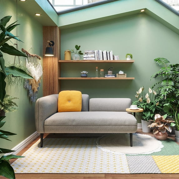 LINSY HOME Loveseat Sofa Couch with Side Table for Living Room, Bedroom, Apartment and Small Space, Easy Assembly, Gray