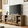 thumbnail image 1 of LINSY HOME Modern Farmhouse TV Stand for TVs up to 65",Home Entertainment Center with Storage Cabinet and Adjustable Shelves,Brown, 1 of 11