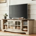 thumbnail image 1 of LINSY HOME Modern Farmhouse TV Stand for TVs up to 65",Home Entertainment Center with Storage Cabinet and Adjustable Shelves,Washed Grey & Brown, 1 of 11
