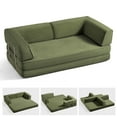 thumbnail image 1 of Linsy Home 80" Corduroy Cloud Futon Couch Bed, 4-in-1 Convertible Sleeper Sofa Bed with Fixed Frame, No Assembly Required, Green, 1 of 11