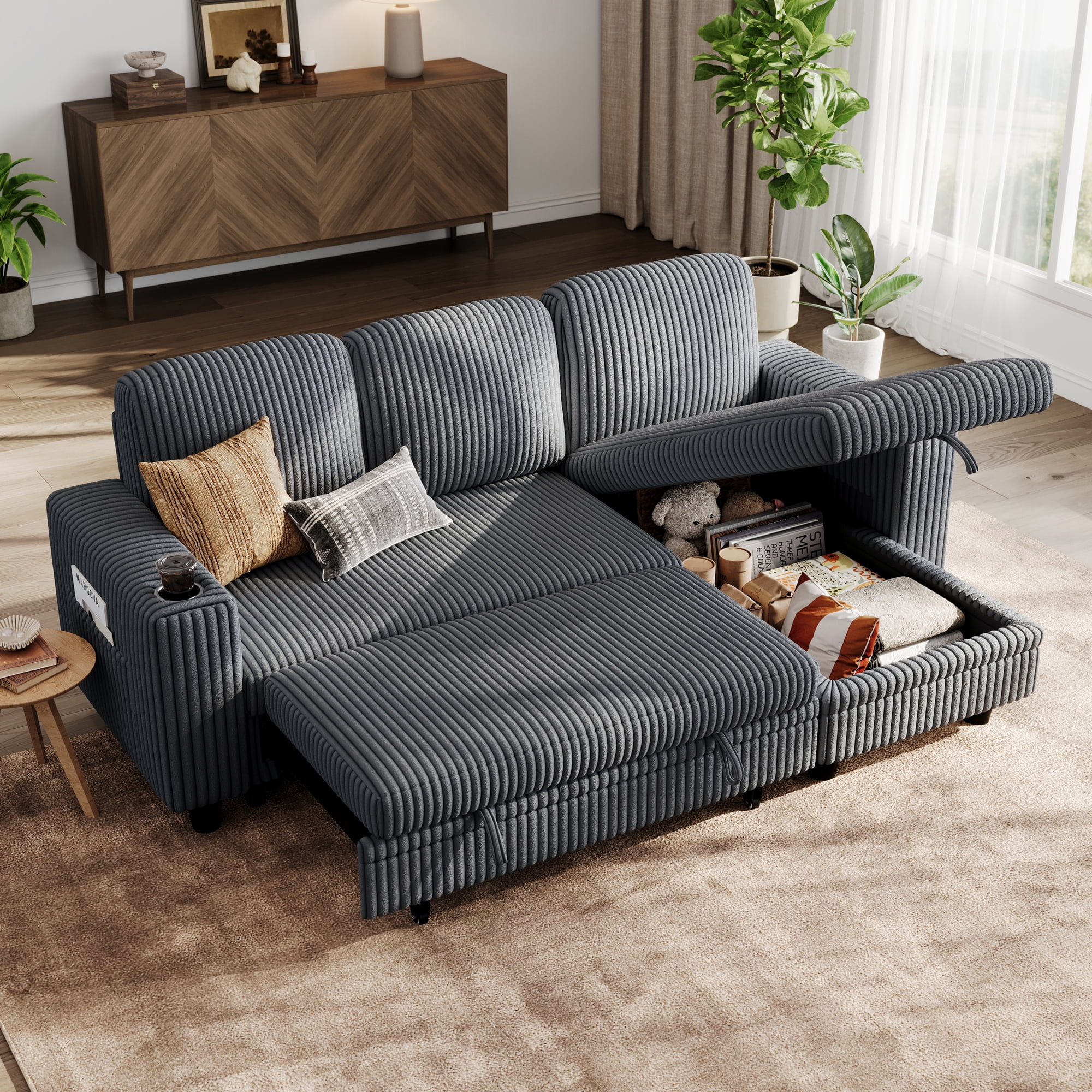 Linsy Home Plush Corduroy Sleeper Sofa Bed with Philippines Ubuy