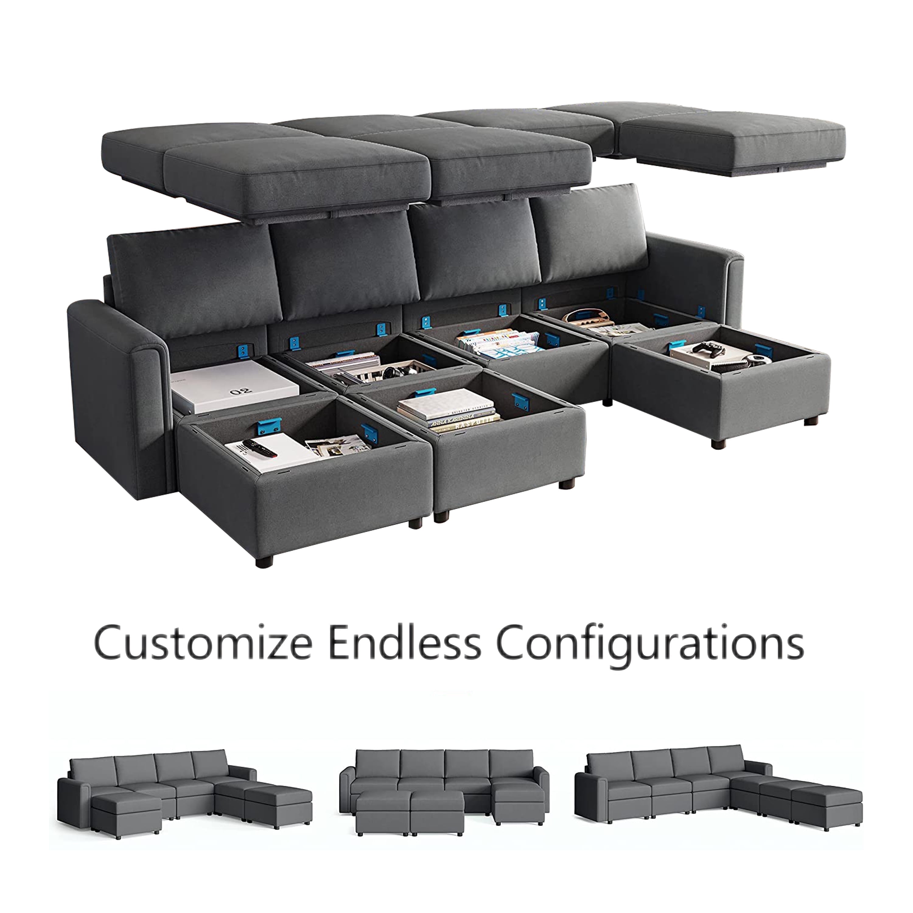 LINSY HOME Modular Couches and Sofas Sectional with Storage, 7 Seat