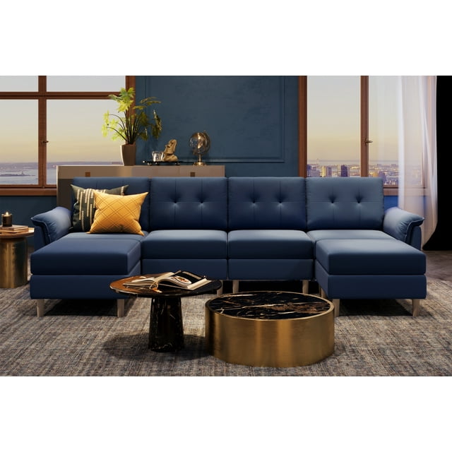 LINSY HOME Modular Couches and Sofas Sectional,Velvet Sectional Couch