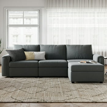 LINSY HOME Modular Couches and Sofas Sectional with Storage Sectional Sofa L Shaped Sectional Couch with Reversible Chaises, Dark Gray