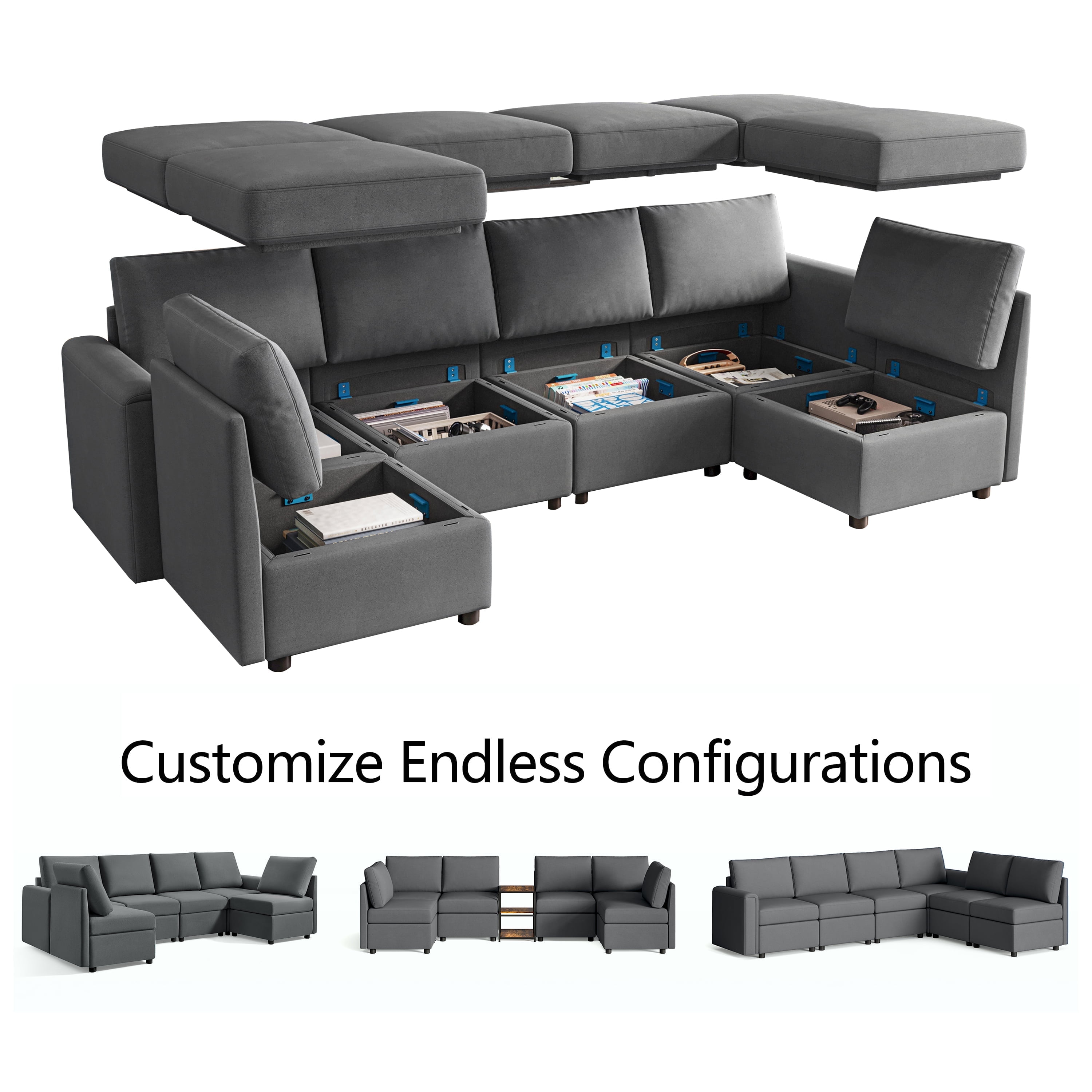 LINSY HOME Modular Couches and Sofas Sectional wit
