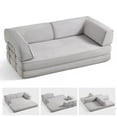 thumbnail image 1 of Linsy Home 80" Corduroy Cloud Futon Couch Bed, 4-in-1 Convertible Sleeper Sofa Bed with Fixed Frame, No Assembly Required, Grey, 1 of 11