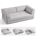 thumbnail image 1 of Linsy Home 80" Corduroy Cloud Futon Couch Bed, 4-in-1 Convertible Sleeper Sofa Bed with Fixed Frame,  Grey, 1 of 11