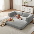 thumbnail image 1 of Linsy Home 80" Corduroy Cloud Futon Couch Bed, 4-in-1 Convertible Sleeper Sofa Bed with Fixed Frame,  Grey, 1 of 11