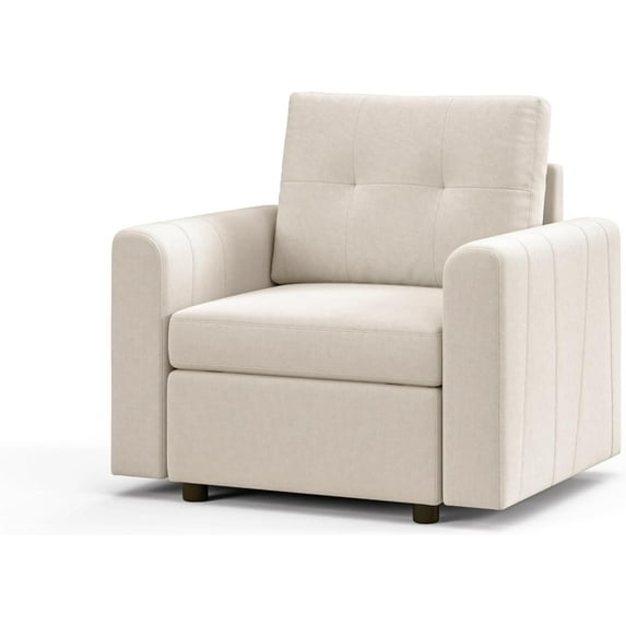 LINSY HOME Oversized Accent Chair with Storage for Living Room, RUBIK III Upholstered Armchair for Bedroom, Beige