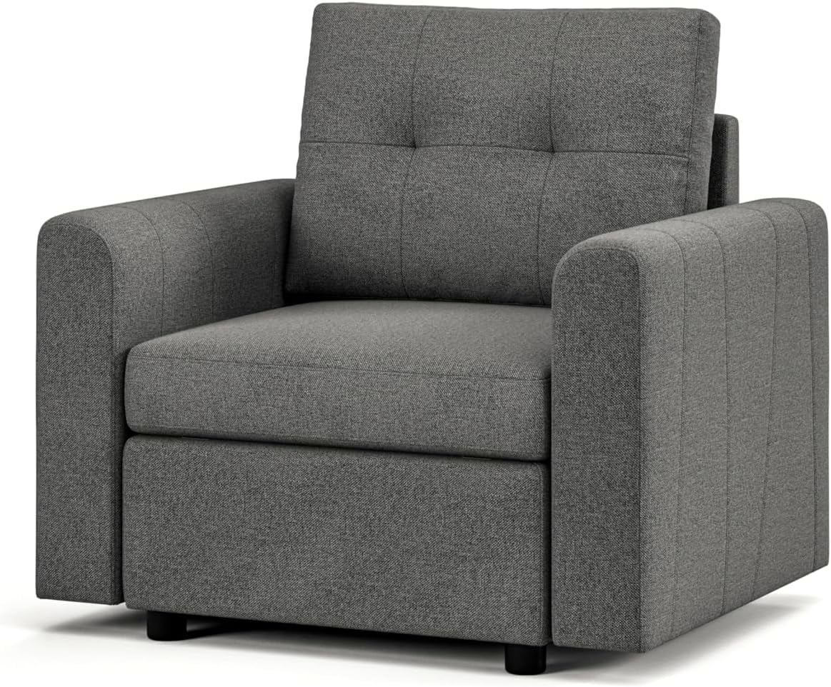 LINSY HOME Oversized Accent Chair with Storage for Living Room, RUBIK III Upholstered Armchair for Bedroom, Dark Gray