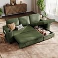 thumbnail image 1 of LINSY HOME L Shaped Sectional Couches for Living Room, Sleeper Sofa Bed with Reversible Storage Chaise, Pull Out Couch Bed with USB, Cup Holder, Dark Green, 1 of 11