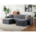 thumbnail image 1 of LINSY HOME Oversized Modular Sectional Sofa, L-Shaped Cloud Sofa Couch with Corduroy Fabric, 3 Seat Sponge Sofa for Living Room, No Assembly Required, Blue Gray, 1 of 8