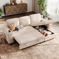 thumbnail image 1 of LINSY HOME L Shaped Sectional Couches for Living Room, Sleeper Sofa Bed with Reversible Storage Chaise, Pull Out Couch Bed with USB, Cup Holder, Beige, 1 of 11