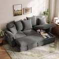 thumbnail image 1 of Linsy Home Oversized 91" Sleeper Sofa Bed with Reversible Storage Chaise, Pull Out Couch Bed with USB, Side Pocket & Two Pillows, Grey, 1 of 9