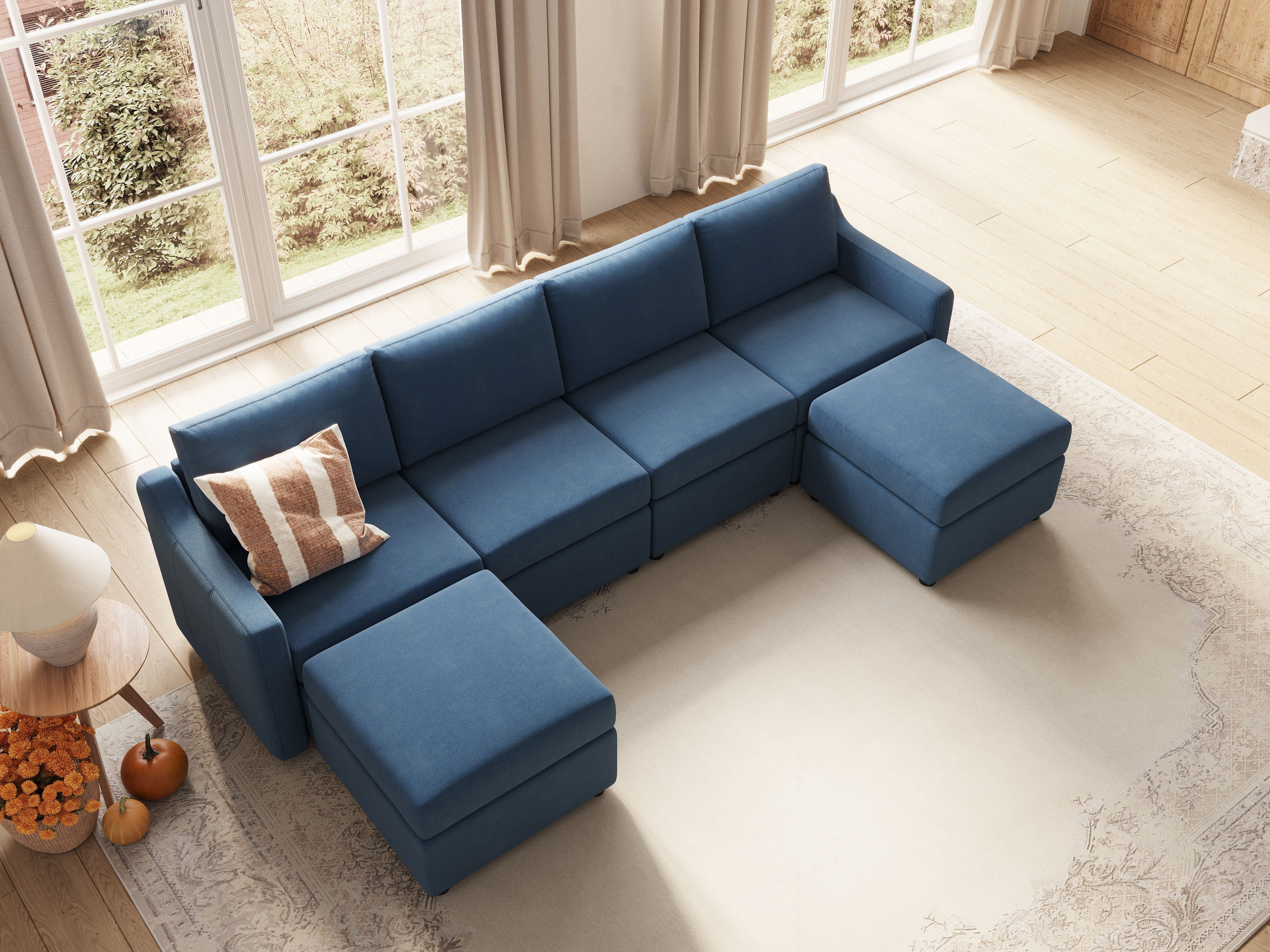 LINSY HOME RUBIK I Modular Sofa with Storage, 6 Seat Sectional Sofa for