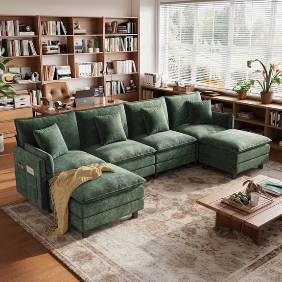 LINSY HOME Modular Sectional Sofa for Living Room, Modern Modular Sofa Couch for Modern House, Dark Green