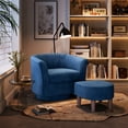 thumbnail image 1 of LINSY HOME Swivel Accent Chair with Ottoman, Velvet Barrel Chair for Living Room, Blue, 1 of 8