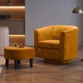 thumbnail image 1 of LINSY HOME Swivel Accent Chair with Ottoman, Velvet Barrel Chair for Living Room, Bedroom, Yellow, 1 of 10