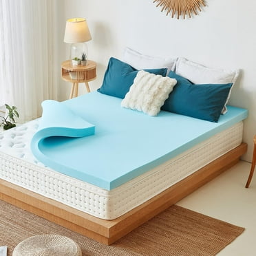 LINSY HOME Twin Mattress Topper, Cooling Gel Memory Foam Mattress Topper for Twin Size Bed, 3 Inch Soft Foam Mattress Pad, CertiPUR-US Certified, Blue