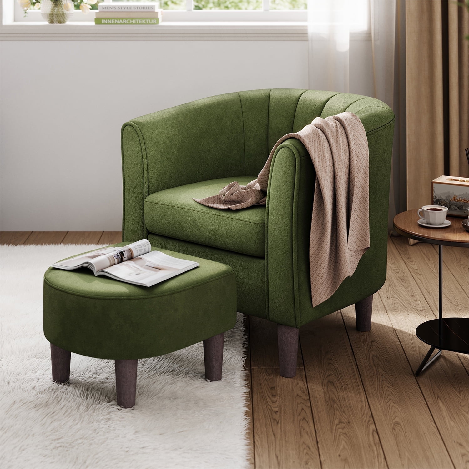 Green accent chair with ottoman discount
