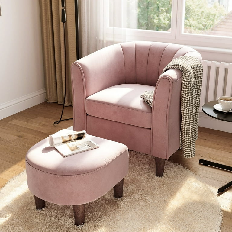 Blush accent chair with ottoman discount