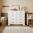 thumbnail image 1 of LINSY HOME White Double Dressers,Chest of 8 Drawers, 1 of 8
