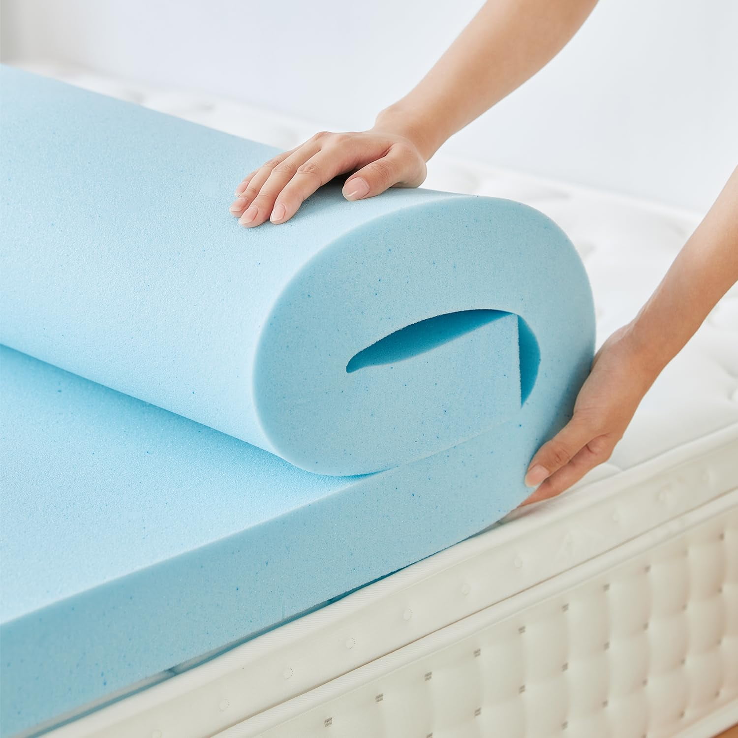 LINSY LIVING Coprimaterasso In Memory Foam 7,5 Cm, Con Copertura Sfoderabile, Misura Doppia, Colore Carbone - Il Tuo Sonno Su Una Nuvola Fresca - 4