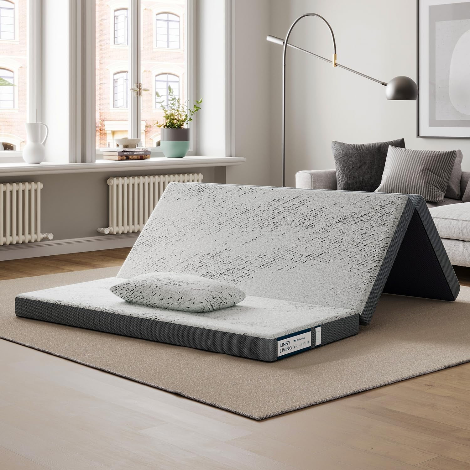 LINSY LIVING Coprimaterasso In Memory Foam 7,5 Cm, Con Copertura Sfoderabile, Misura Doppia, Colore Carbone - Il Tuo Sonno Su Una Nuvola Fresca - 2
