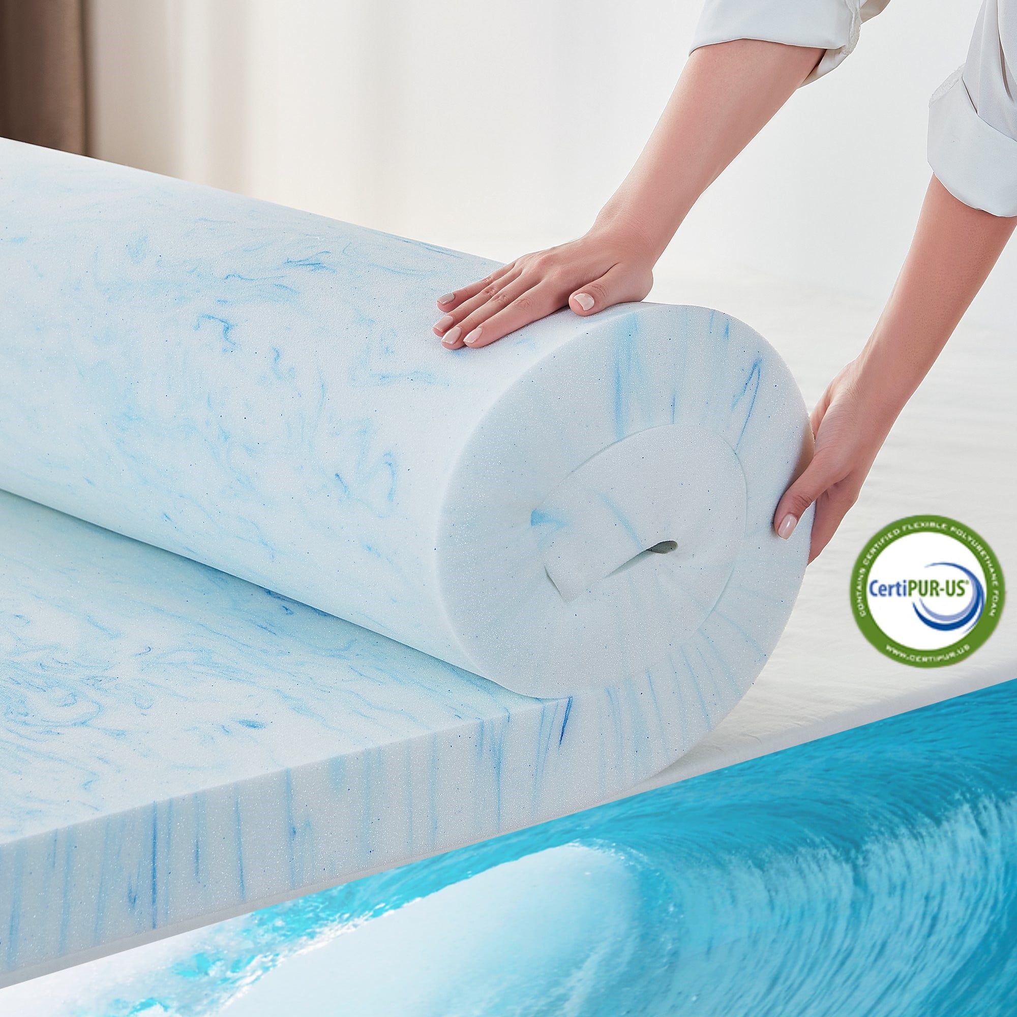 LINSY LIVING Gel Memory Foam Mattress Topper, Twin Size, 3 inch, for Pressure Relief