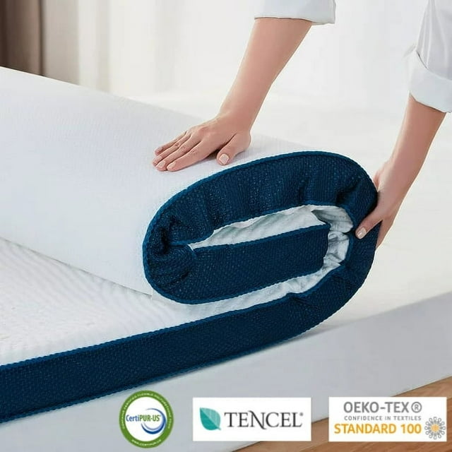 LINSY LIVING Mattress Topper Full, 3 inches Dual Layer Firm Memory Foam