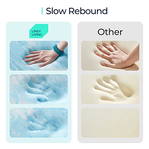 LINSY LIVING Topper Per Materasso Queen Size 7,6 Cm - Memory Foam Con Gel Rinfrescante, CertiPUR-US