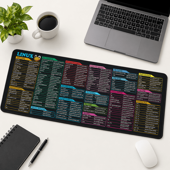 LINUX 80x30 Unbranded Large Stitched Edge Non-Slip Waterproof Mouse Pad for Programmers
